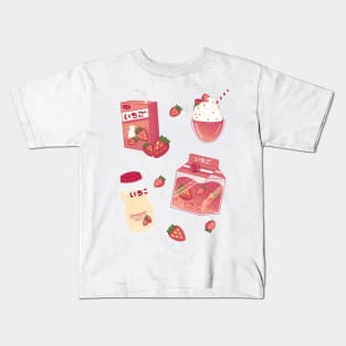 Strawberry Milk Shake Kids T-Shirt